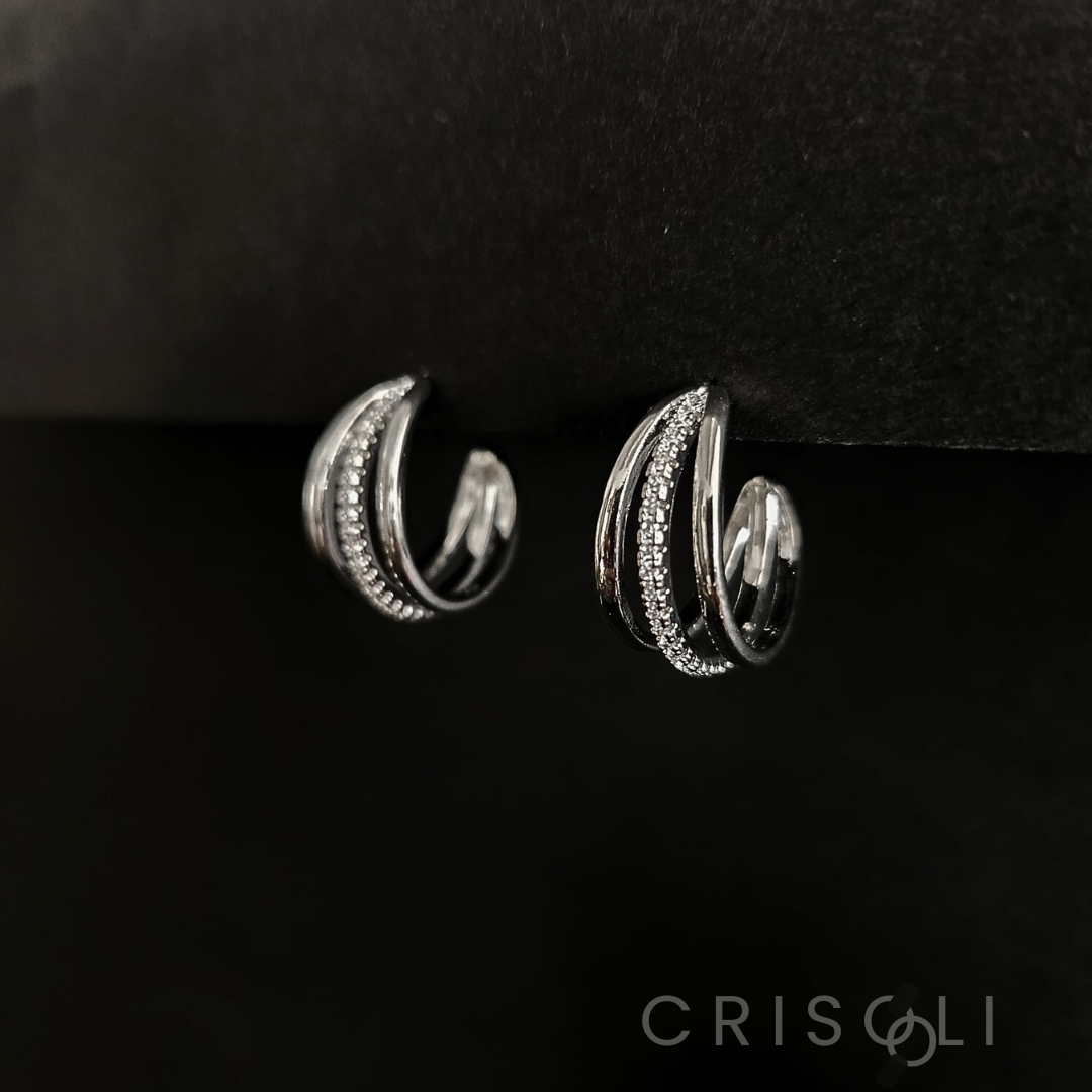 Aro triple argolla con circonitas