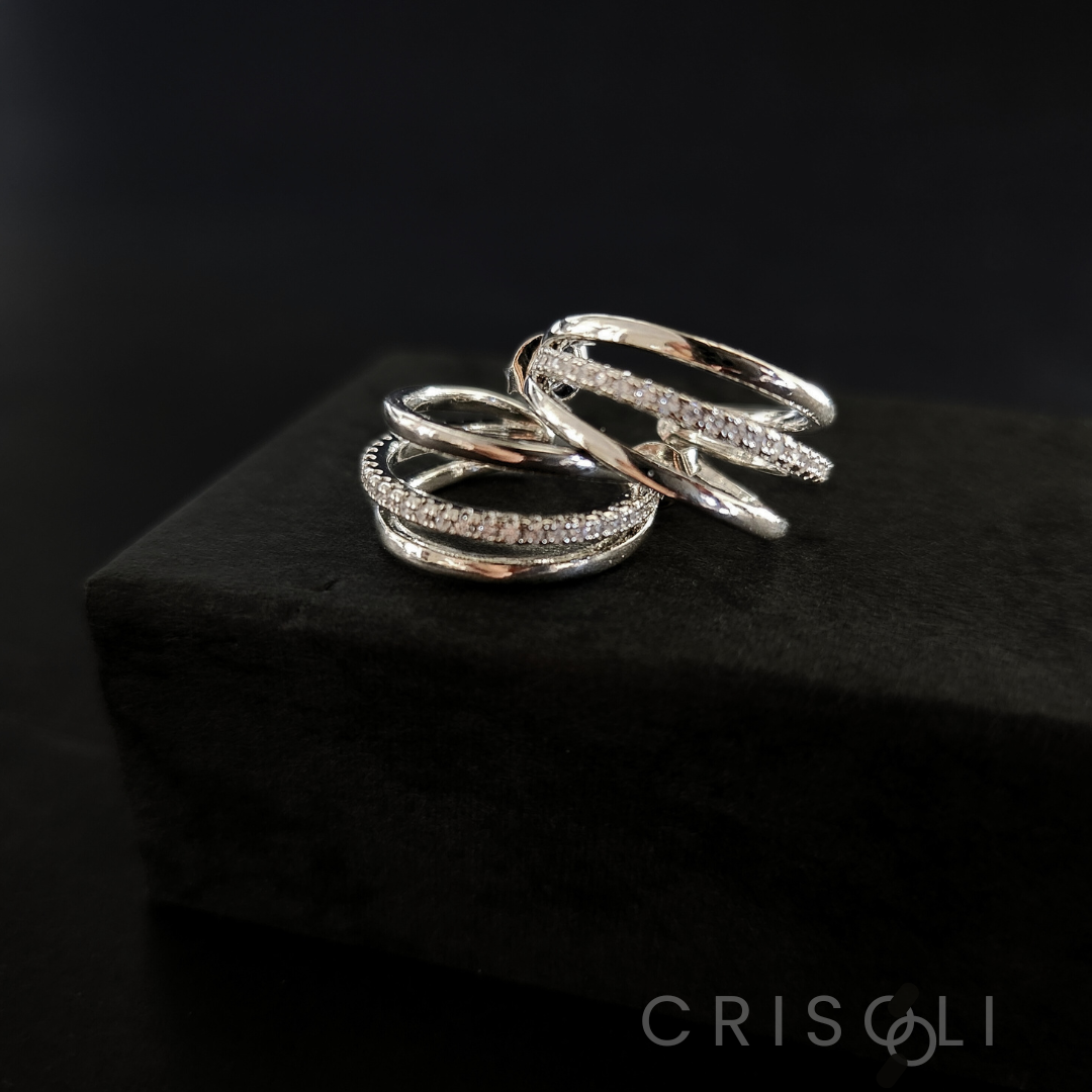 Aro triple argolla con circonitas