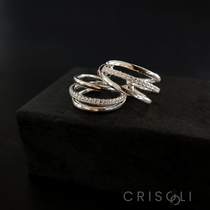 Aro triple argolla con circonitas